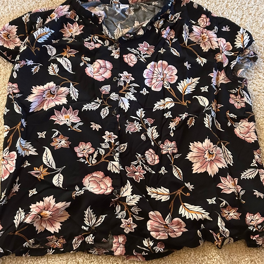 Old Navy Black Floral Blouse
